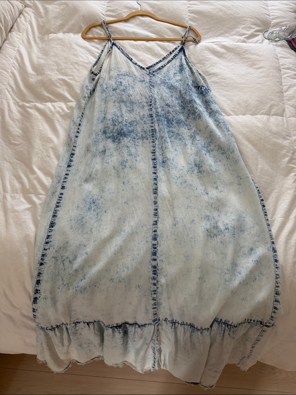 Light Acid-Wash Denim Maxi Sundress